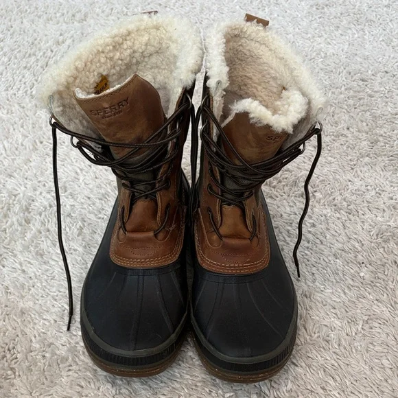 Sperry Tan and Black Shearling-Lined Boots Size 10.5 - Picture 8 of 9